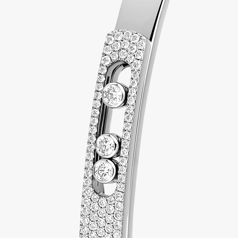 Bracelet Femme Or Blanc Diamant Bangle Move Noa PM Semi Pavé 10093-WG
