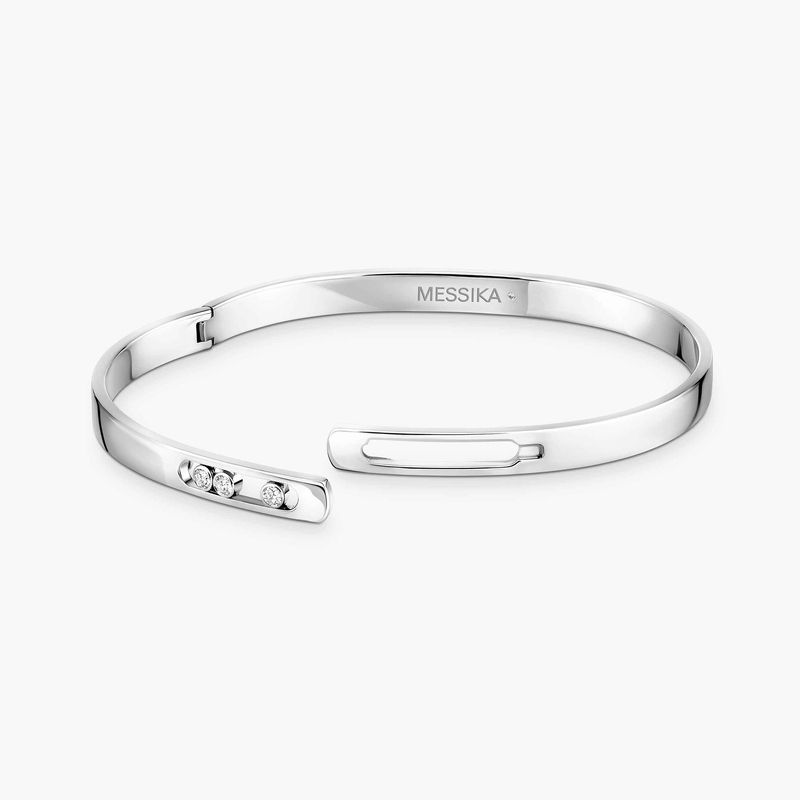 Bracelet Mixte Or Blanc Diamant Bangle Move Noa PM Grandes Tailles 11640-WG