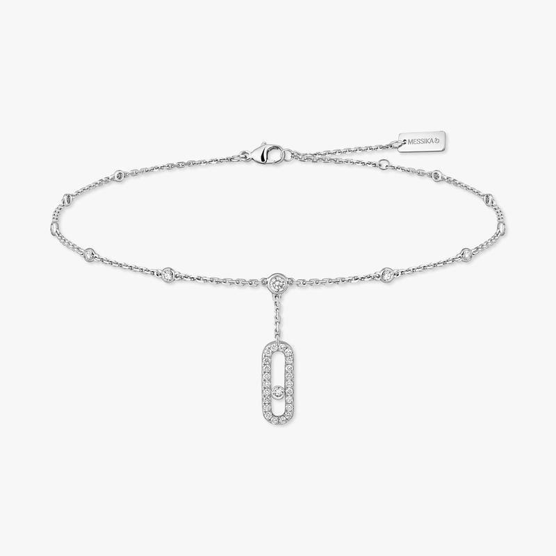 Bracelet Femme Or Blanc Diamant Bracelet de Cheville Move Uno Pavé 06592-WG