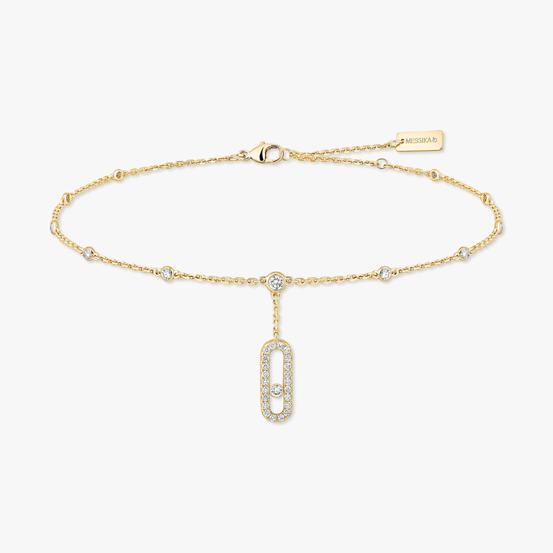 Bracelet For Her Yellow Gold Diamond Move Uno Ankle Bracelet Pavé 06592-YG