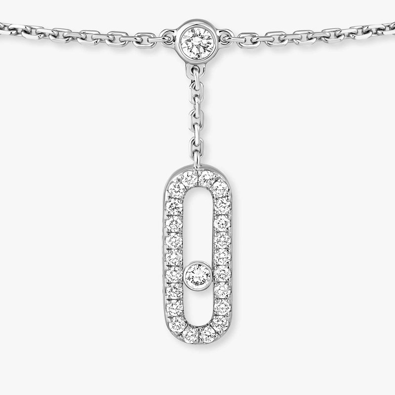 Bracelet Femme Or Blanc Diamant Bracelet de Cheville Move Uno Pavé 06592-WG