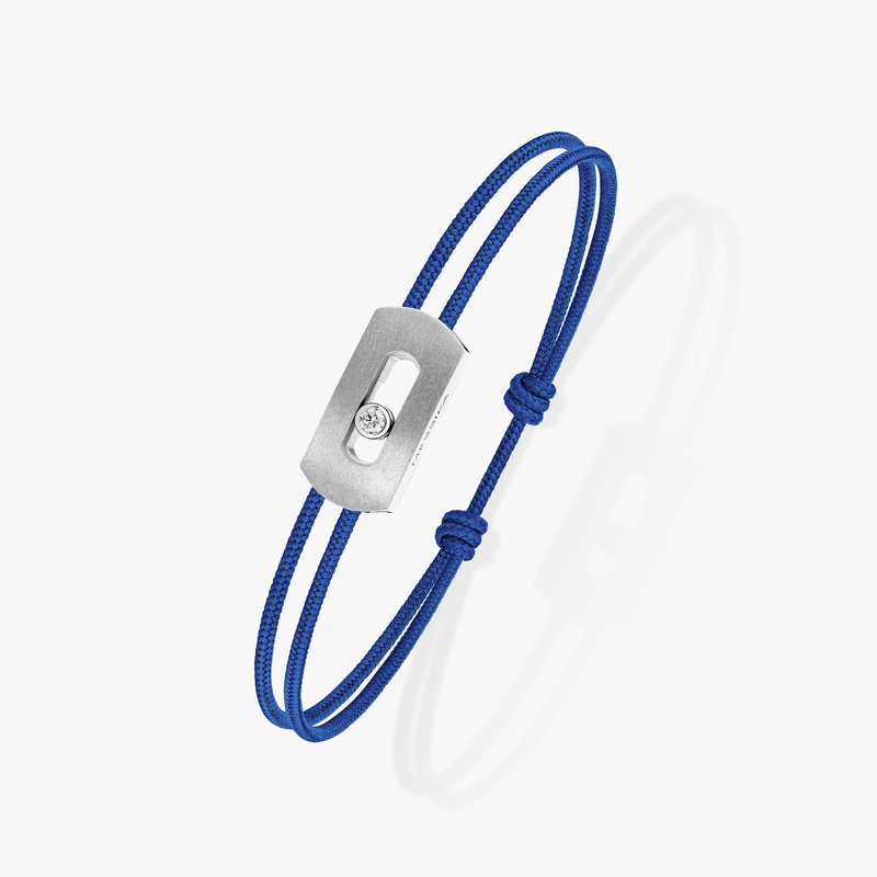 Bracelet Homme Titane Naturel Diamant Cordon Move Titanium Naturel Bleu 14642-TN