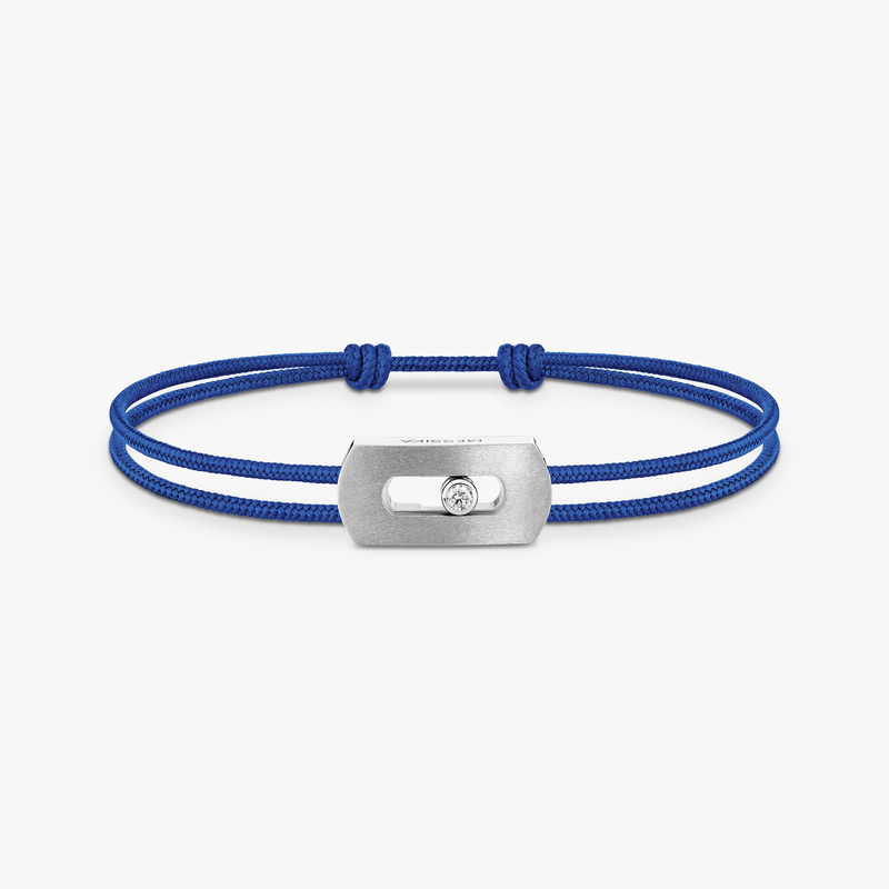 Bracelet Homme Titane Naturel Diamant Cordon Move Titanium Naturel Bleu 14642-TN