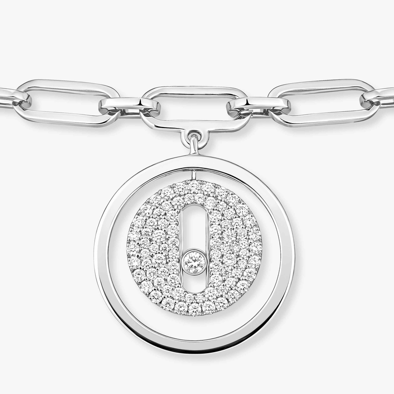 Bracelet Femme Or Blanc Diamant Bracelet de Cheville Lucky Move Pavé 12151-WG
