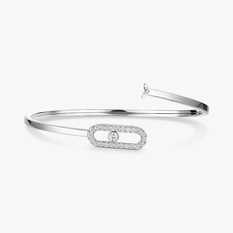 Move Uno Pavé Flex Bangle MM White Gold For Her Diamond Bracelet 12057-WG