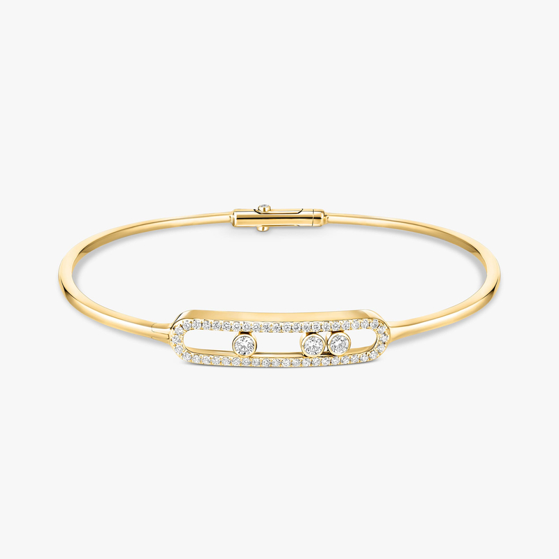 Move Pavé Thin Yellow Gold For Her Diamond Bracelet 05032-YG