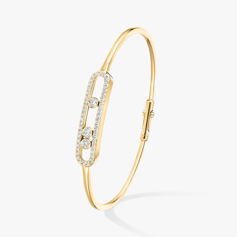 Move Pavé Thin Yellow Gold For Her Diamond Bracelet 05032-YG