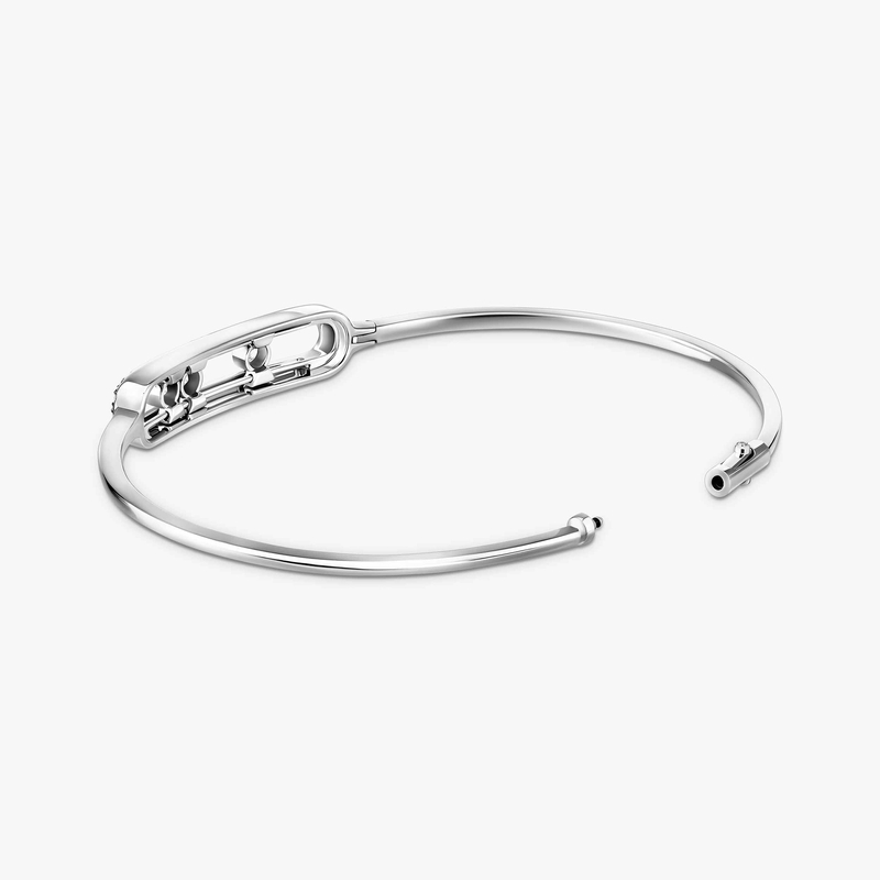 Bracelet Femme Or Blanc Diamant Jonc Move Pavé 05032-WG