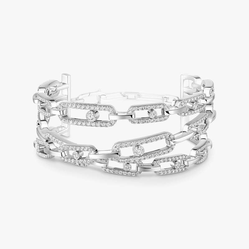 Move Link Dreireihige Armspange Für sie Diamant Armband Weißgold 13512-WG
