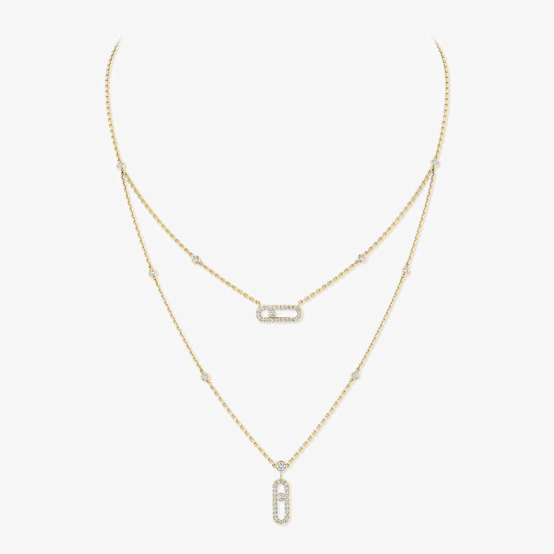 Move Uno two-row pavé necklace