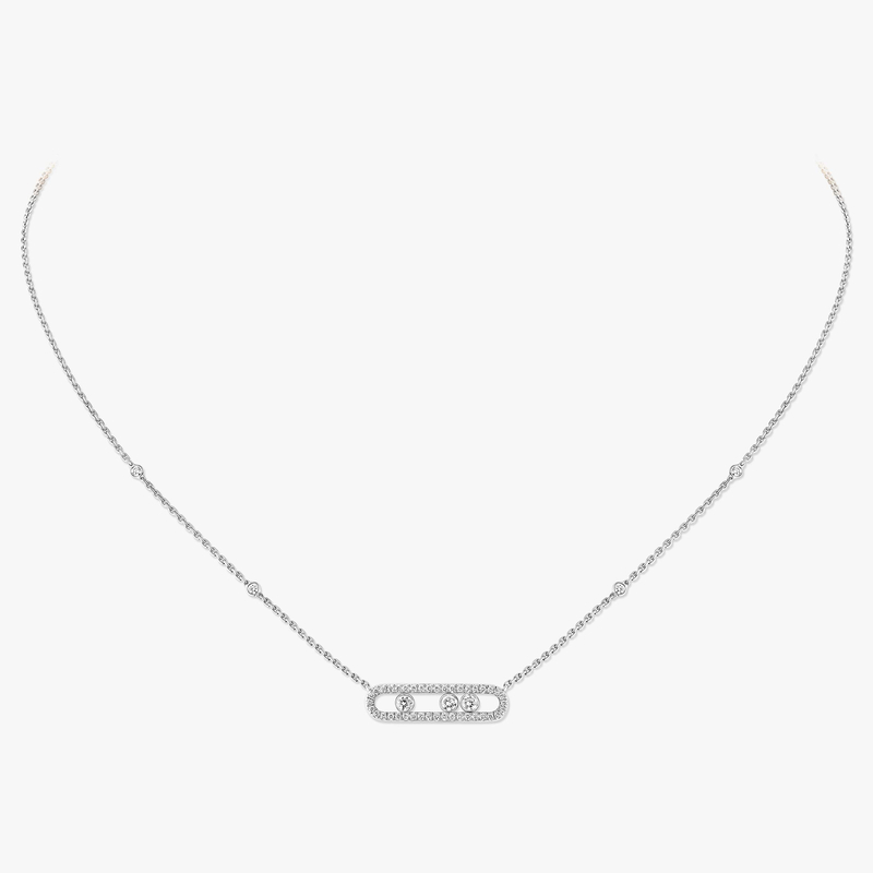 Collier Femme Or Blanc Diamant Baby Move Pavé 04322-WG