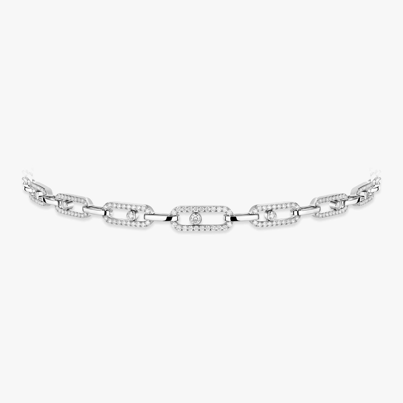 Collier Femme Or Blanc Diamant Choker Move Link Multi 12010-WG