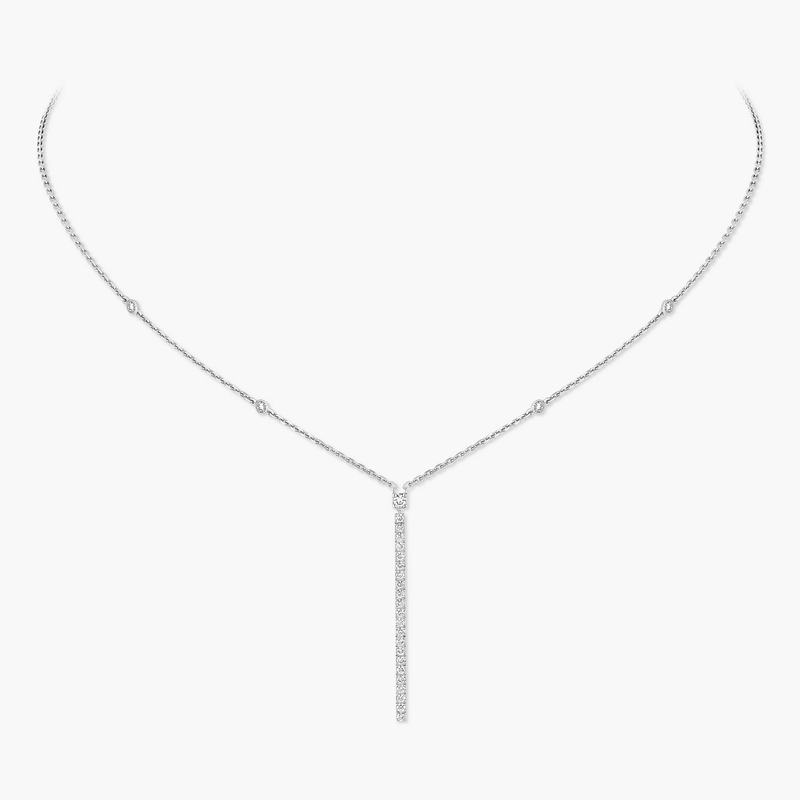 Gatsby Vertical Bar White Gold For Her Diamond Necklace 05448-WG