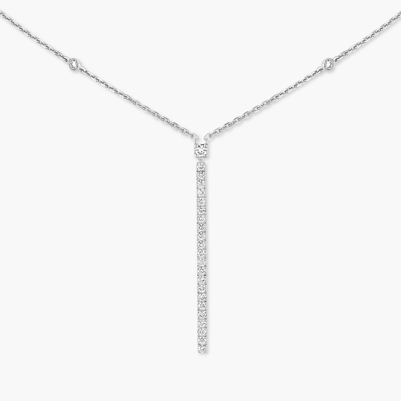 Gatsby Vertical Bar White Gold For Her Diamond Necklace 05448-WG