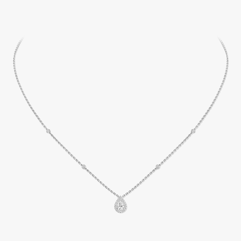 Collier Femme Or Blanc Diamant Joy Diamant Poire 0,25ct 05224-WG