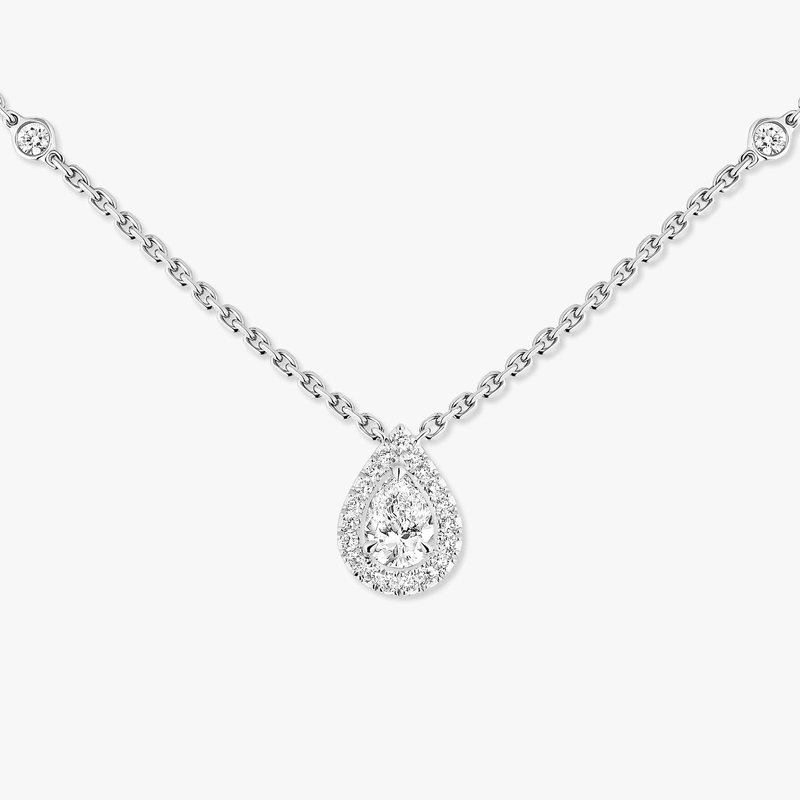 Collier Femme Or Blanc Diamant Joy Diamant Poire 0,25ct 05224-WG