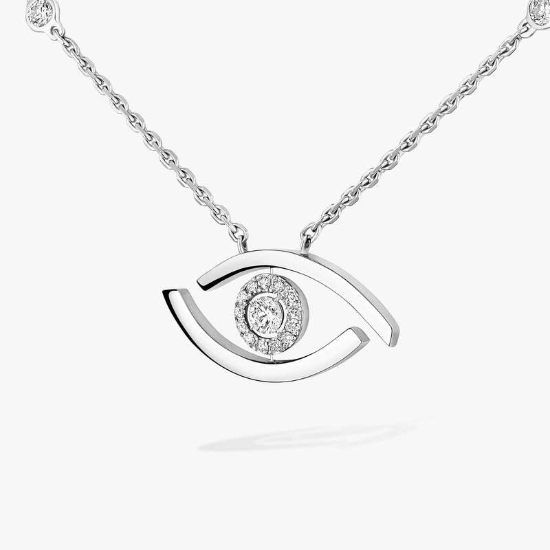Collier Femme Or Blanc Diamant Lucky Eye 07524-WG