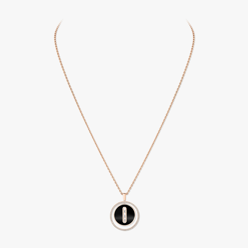 Collier Femme Or Rose Diamant Lucky Move MM Onyx Or Rose 10838-PG