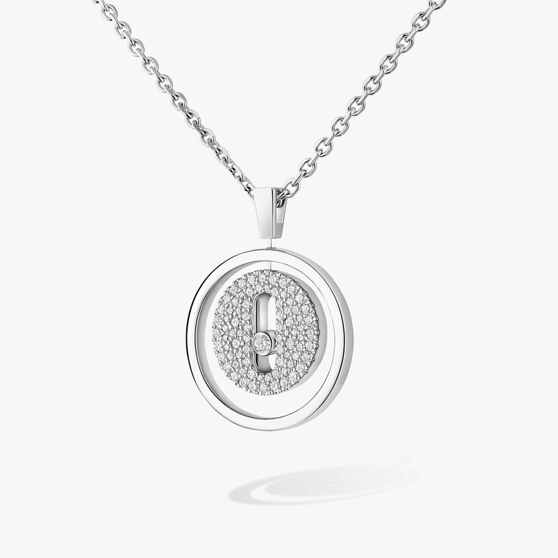 Collier Femme Or Blanc Diamant Lucky Move PM Pavé 07397-WG