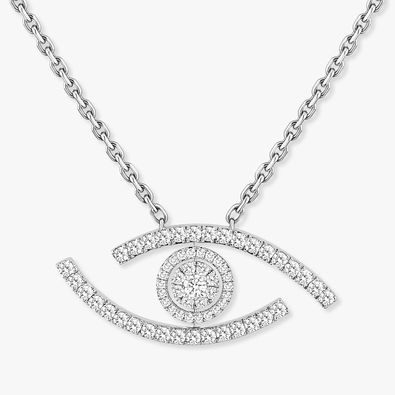 Necklace Femme White Gold Diamond Lucky Eye Diamond Pavé Long Necklace 11570-WG