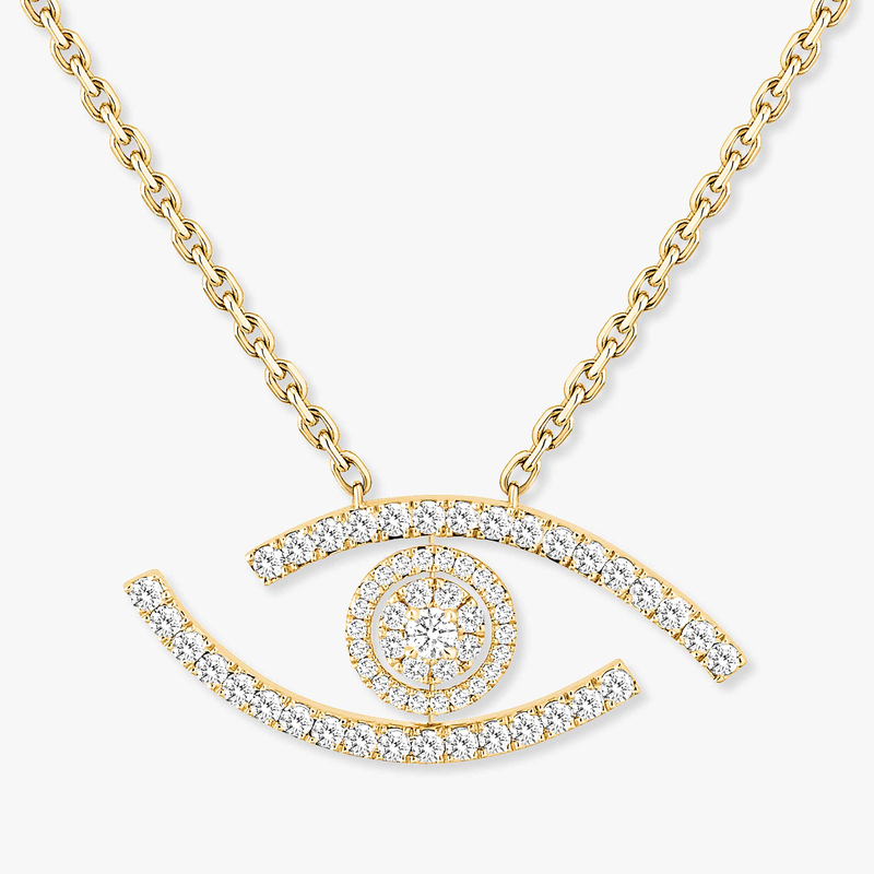 Collier Femme Or Jaune Diamant Sautoir Lucky Eye Pavé 11570-YG
