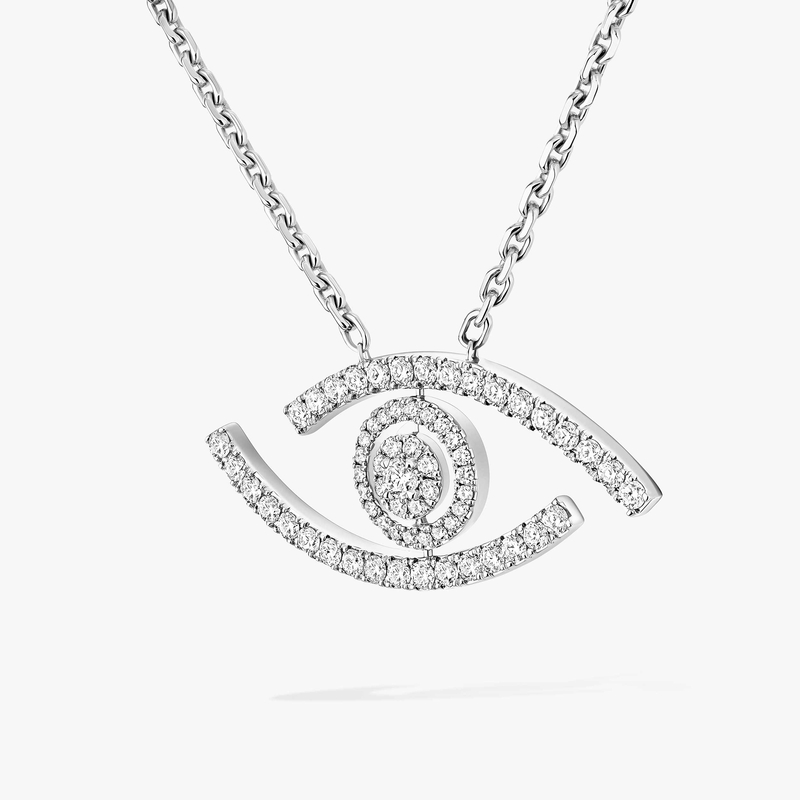 Necklace Femme White Gold Diamond Lucky Eye Diamond Pavé Long Necklace 11570-WG