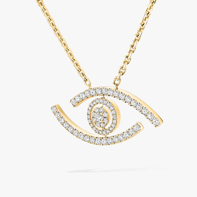 Collier Femme Or Jaune Diamant Sautoir Lucky Eye Pavé 11570-YG