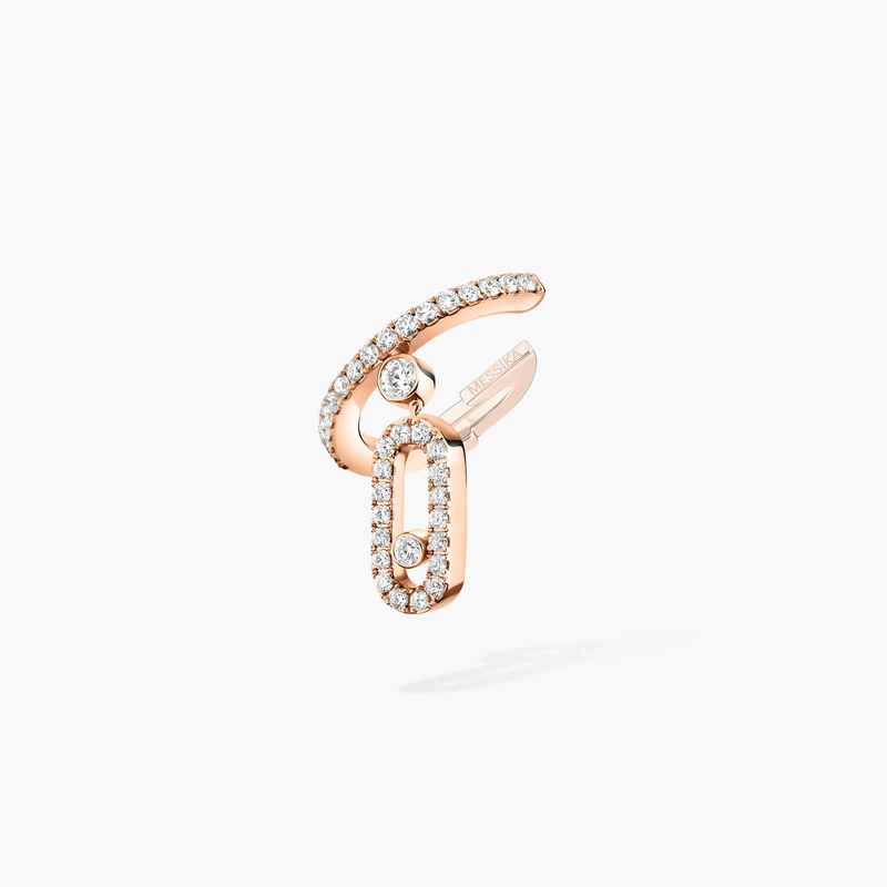 Boucles d'oreilles Femme Or Rose Diamant Mono Clip Move Uno Pampille Pavé 11162-PG