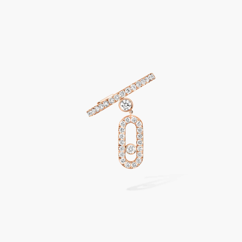 Boucles d'oreilles Femme Or Rose Diamant Mono Clip Move Uno Pampille Pavé 11162-PG