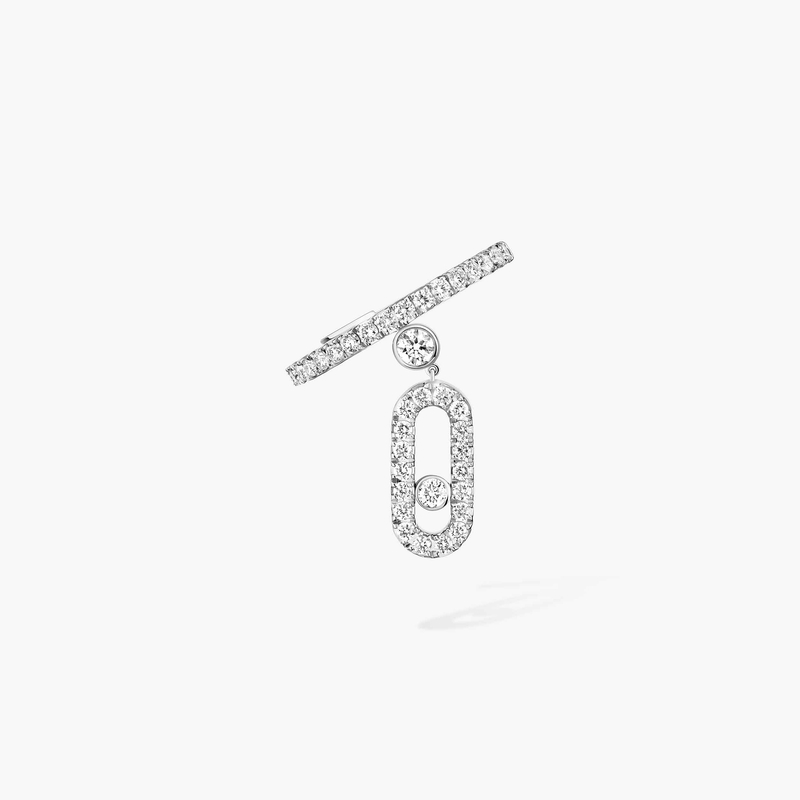 Серьги Для нее Белое золото Бриллиантами Моносерьга-клипса Move Uno с подвеской с бриллиантами 11162-WG