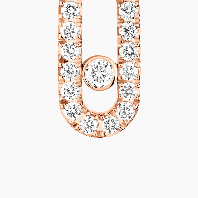 Boucles d'oreilles Femme Or Rose Diamant Mono Clip Move Uno Pampille Pavé 11162-PG