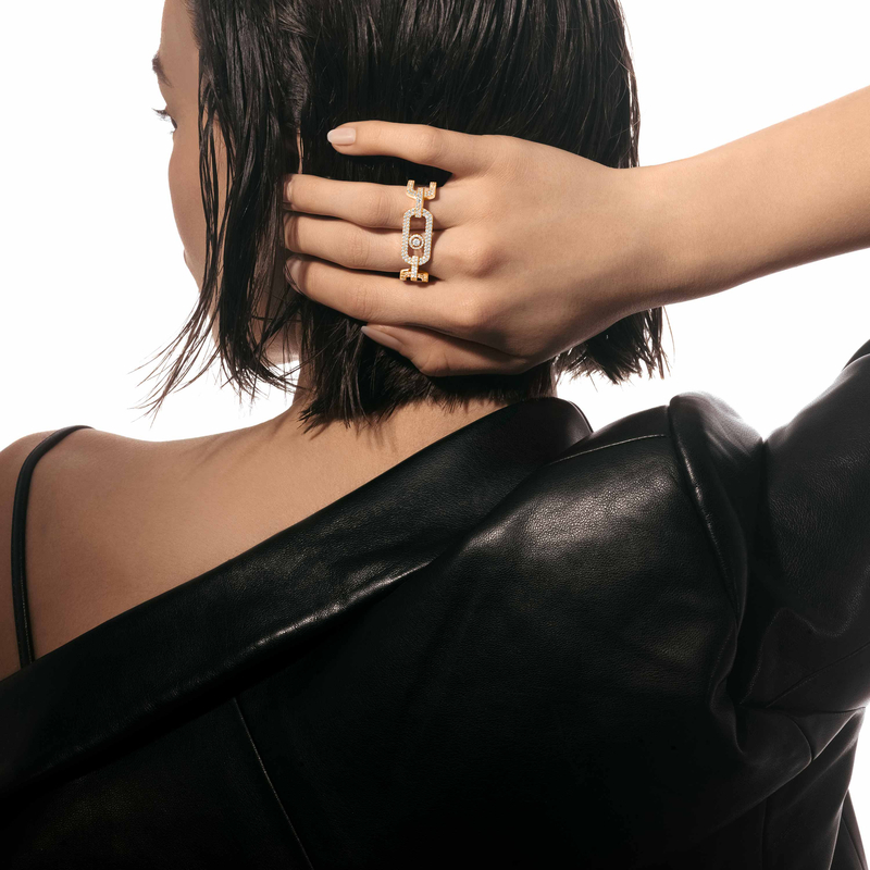 So Move two-finger pavé ring