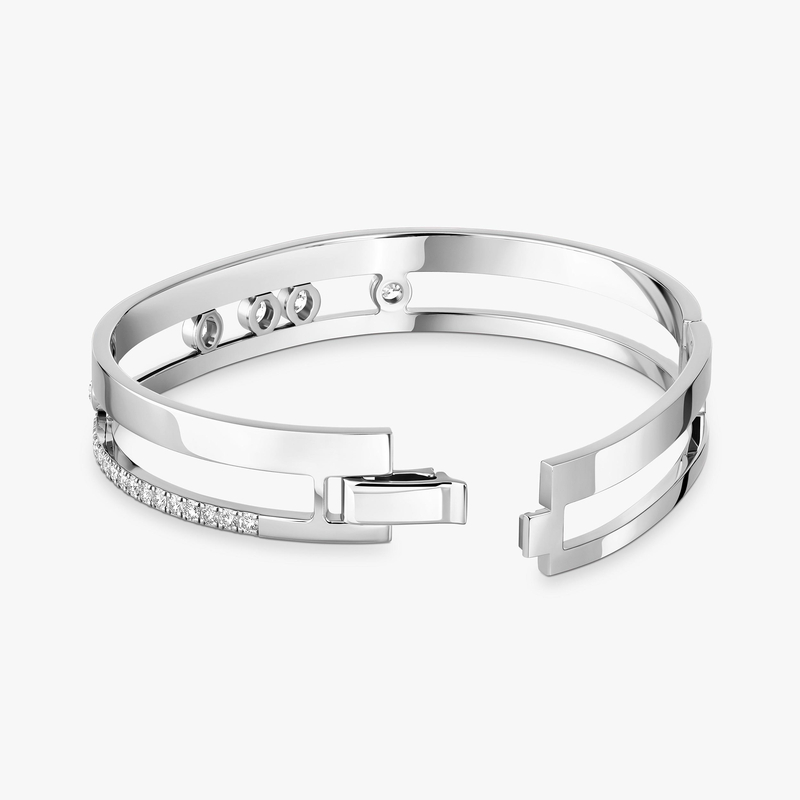 Bracelet Femme Or Blanc Diamant Bangle Move Romane GM  06747-WG