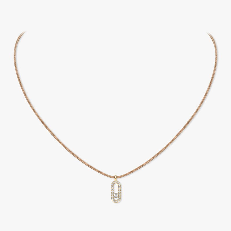 Messika Care(s) beige cord pavé necklace