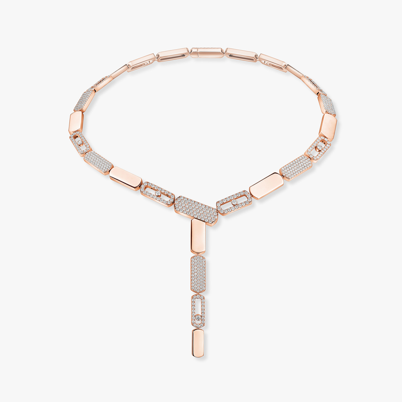 Imperial Move LM Tie Necklace Pink Gold For Her Diamond Necklace 13726-PG