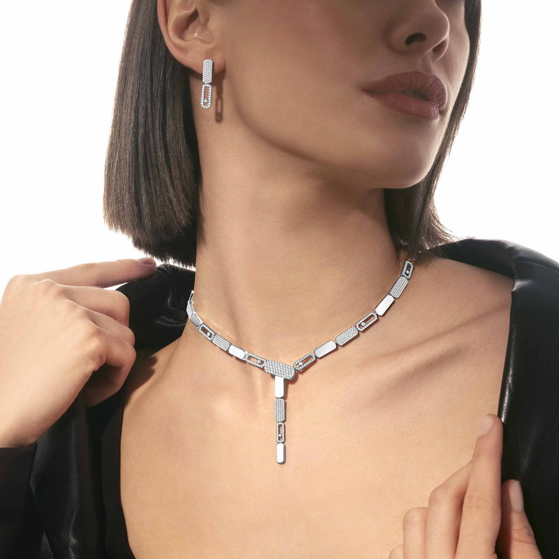 Imperial Move pavé tie necklace small