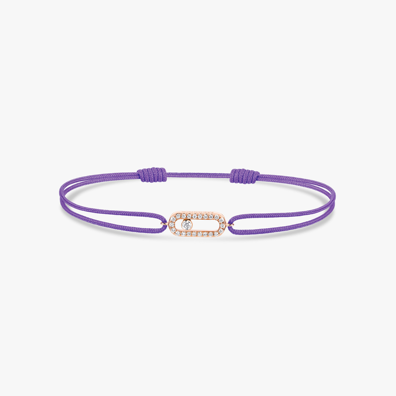 Move Uno Purple Cord Bracelet Pink Gold For Her Diamond Bracelet 13210-PG