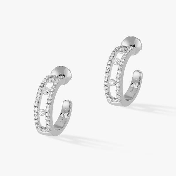 Earrings For Her White Gold Diamond Move Pavé Hoop 04993-WG
