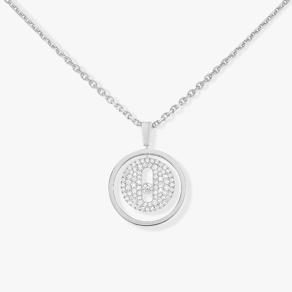 Lucky Move SM Pavé White Gold For Her Diamond Necklace 07397-WG