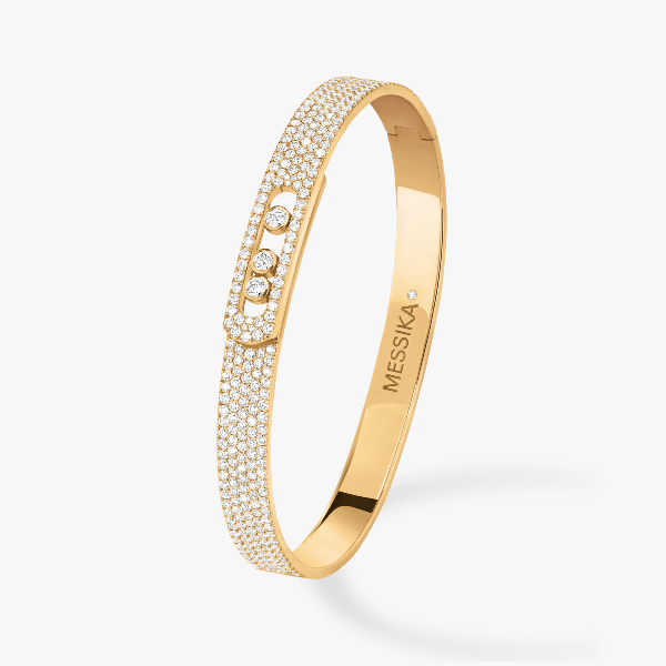 Bracelet For Her Yellow Gold Diamond Move Noa Full Pavé Bangle 12722-YG