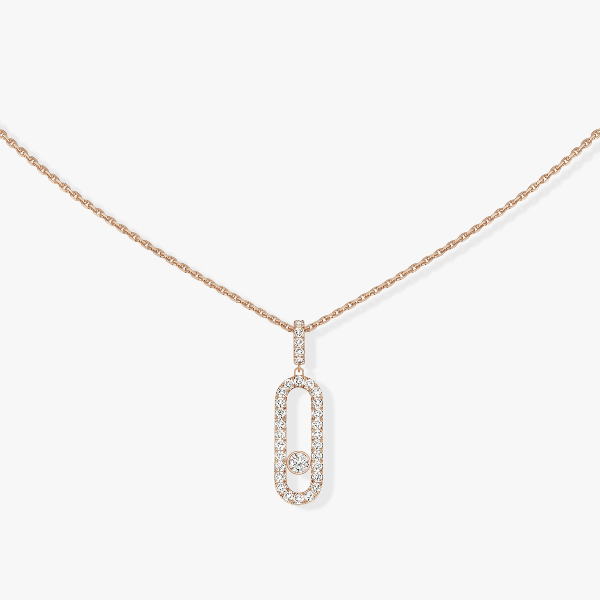 Necklace For Her Pink Gold Diamond Move Uno Pavé LM 12058-PG