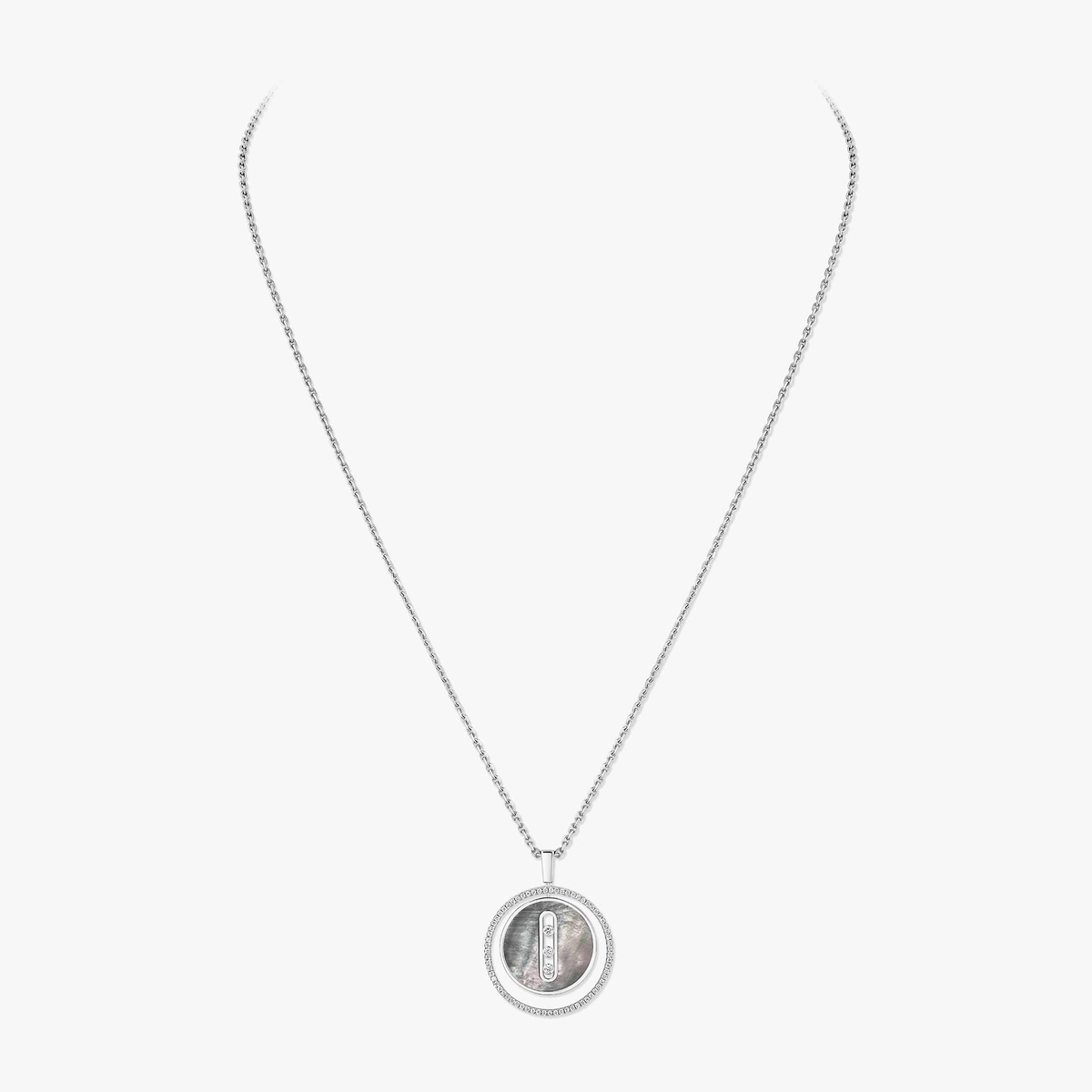Lucky Move grey mother-of-pearl necklace medium — 10837-WG
