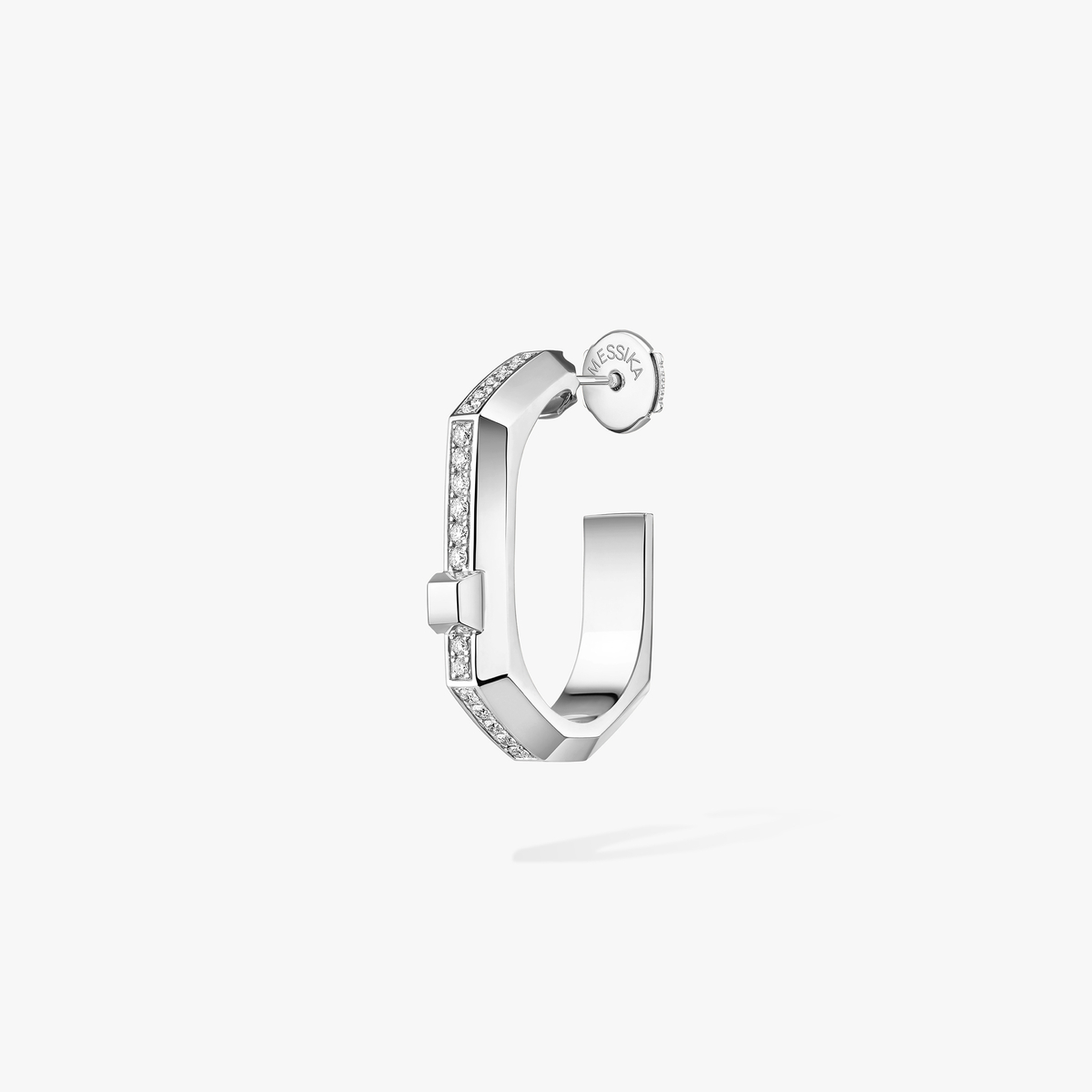 Moderniste single pavé hoop earring small — 14681-WG