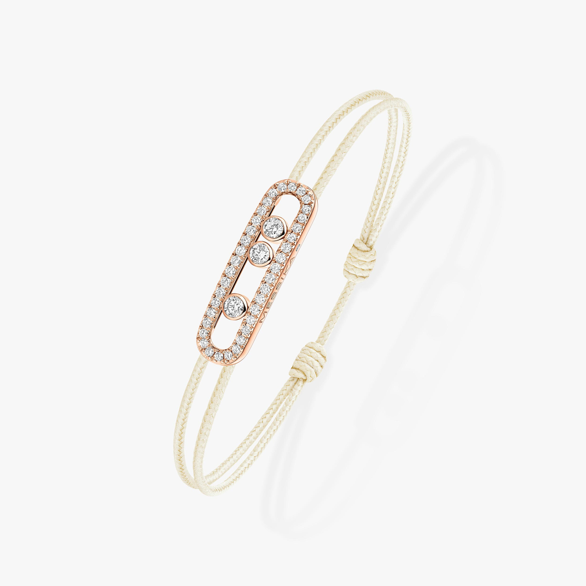 MESSIKA CARE(s) Diamond Pavé Cream Cord Bracelet in Pink Gold