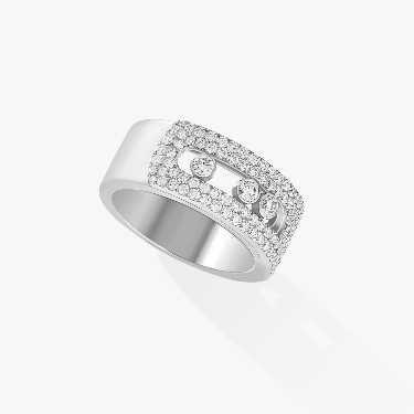 خاتم امرأة ذهب أبيض الماس خاتم Move Noa مرصع حجم كبير 10102-WG
