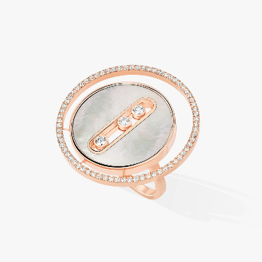 White Mother-of-Pearl Lucky Move LM Pink Gold For Her Diamond Ring 11723-PG