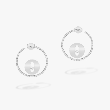 Boucles d'oreilles Femme Or Blanc Diamant Créoles Lucky Move PM 07515-WG