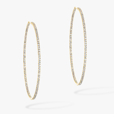 Gatsby Medium Hoop Yellow Gold For Her Diamond Earrings 04687-YG