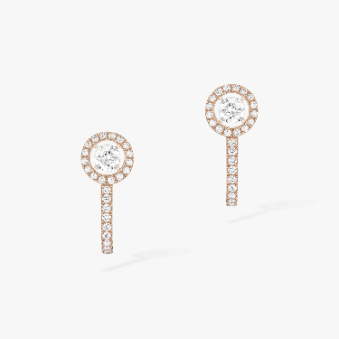 Joy Hoop Earrings Round Diamonds 2x0.10ct Pink Gold For Her Diamond Earrings 07482-PG
