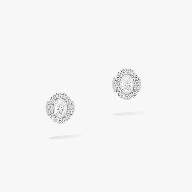 Boucles d'oreilles Femme Or Blanc Diamant Puces Glam'Azone 07160-WG